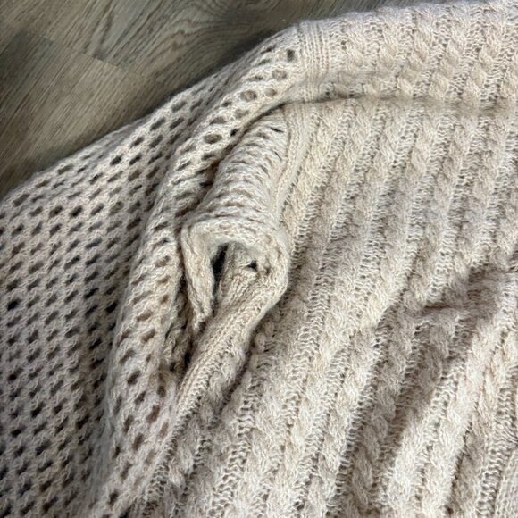 Naadam Open Cable Merino Wool Cashmere Crewneck Pullover sweater XL camel tan - Picture 8 of 12